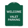 Amistad 18 x 24 in. Designer Series Sign - Welcome Valet Parking, Green & White AM2069273